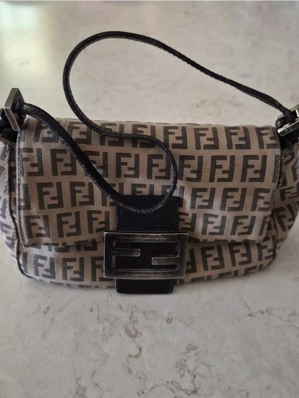 Authentic vintage Fendi Zucchino Mini Mamma Baguette (Model 8BR180)